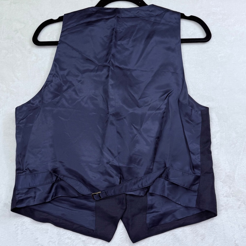 Lauren Ralph Lauren Womens Navy Blue V-Neck Vest Cinch Back Size 14P Petite NEW - Picture 3 of 12